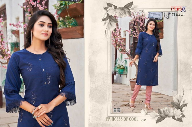 Hazel By Rung Viscose Rayon Embroidery Kurtis Catalog